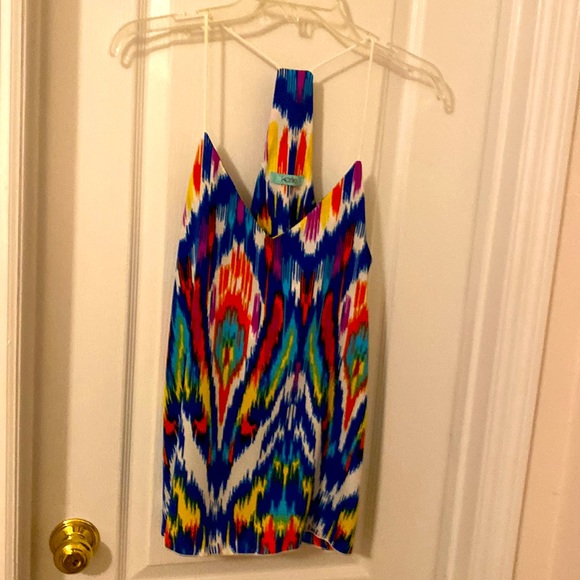 Karlie Spaghetti strap racerback top NWOT never worn Sz M, multi colors. - Picture 2 of 8